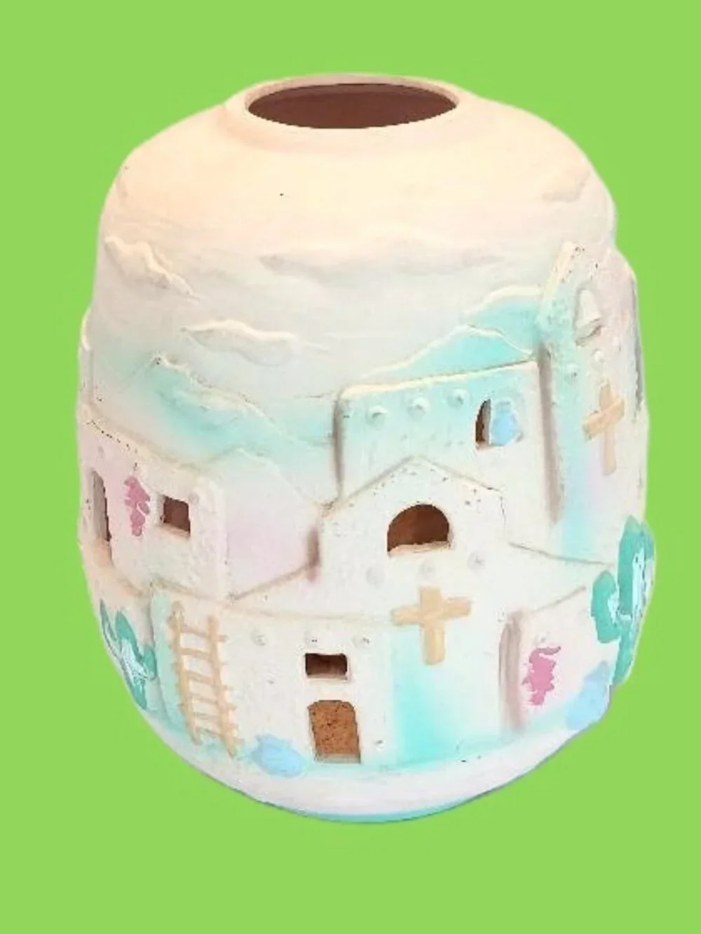 Vintage Ceramic Southwestern Vase Planter Luminary Beachcomber Int'l 1992 10